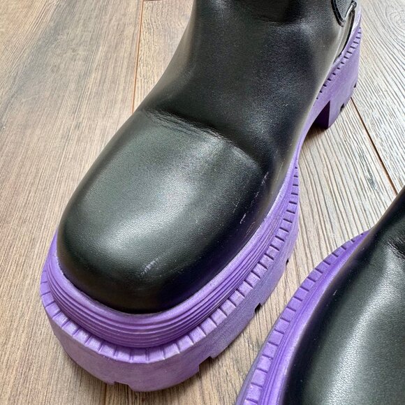 Sun Gurg Women's Chelsea Ankle Boots Mid-Calf Low Heel Platform Chunky Bootie - Picture 4 of 16